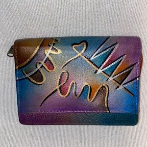 Sova vintage women’s artsy multicolored leather photo wallet